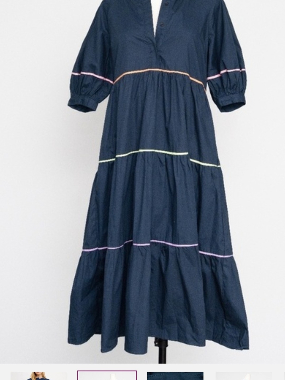 English Factory Navy Dress with Subtle Trim